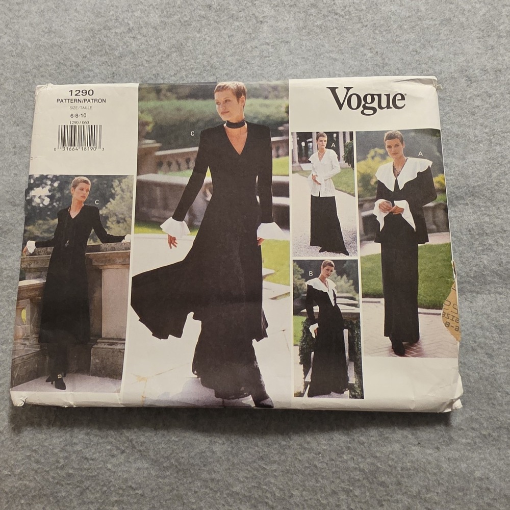 Vintage Vogue Sewing Pattern Women Size 6-8-10 Dress Top Pants Uncut #1290